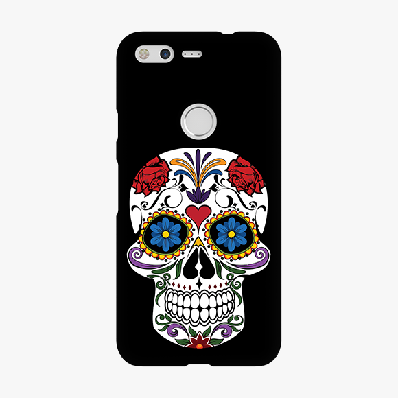 Blue and Red Design on Skull Google Pixel Phone Case