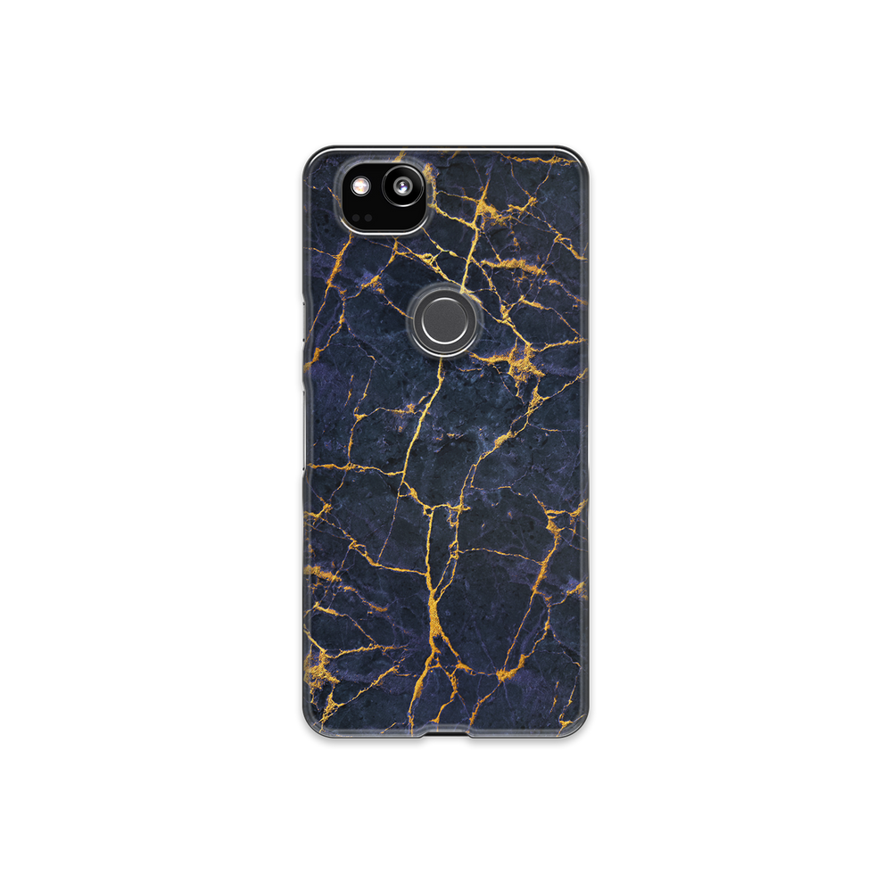 Granite Dark Blue & Gold Marble Google Pixel 2 Phone Case
