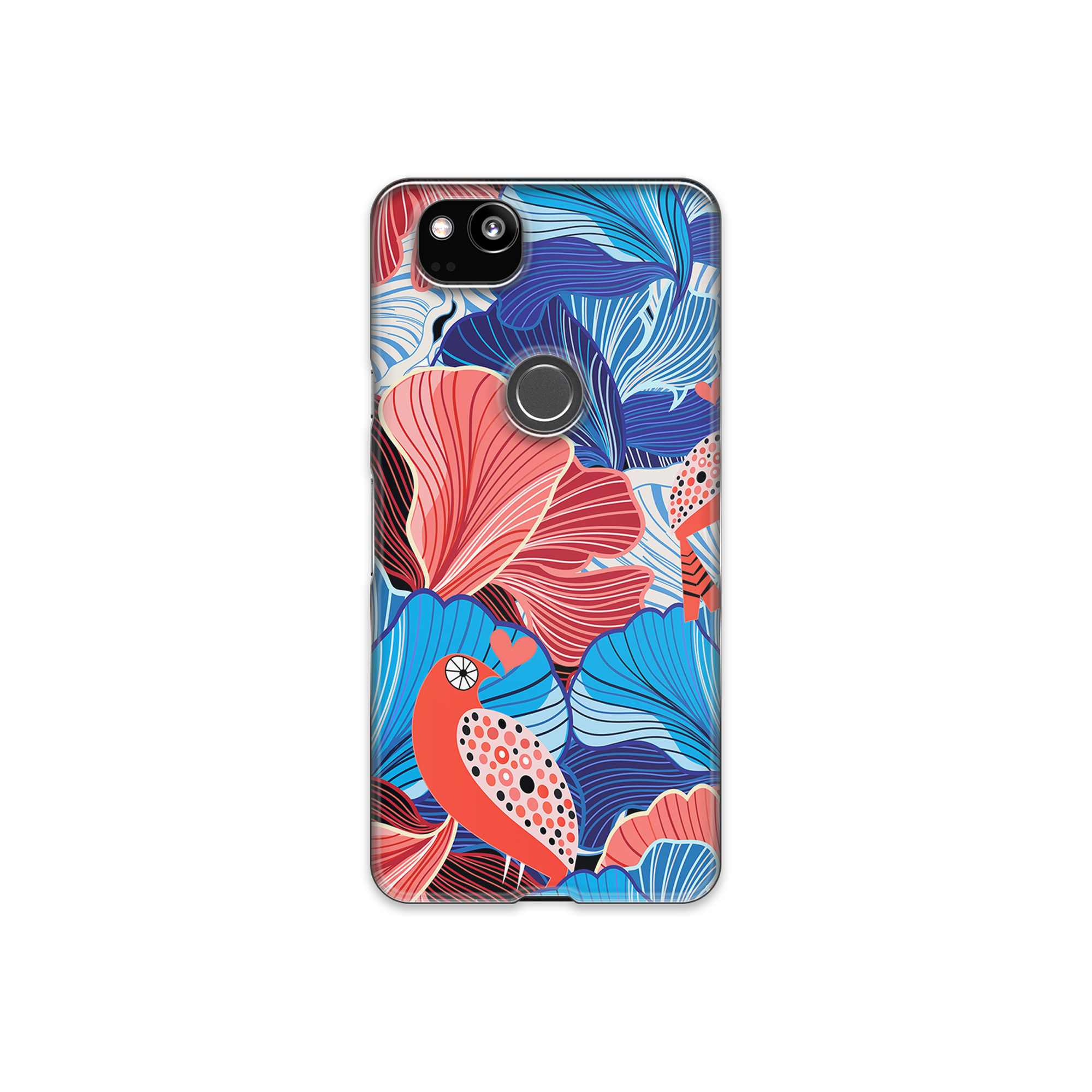Blue and Red Floral Art Google Pixel 2 Phone Case