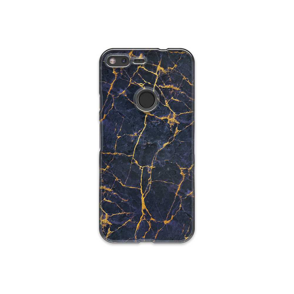 Granite Dark Blue & Gold Marble Google Pixel Phone Case