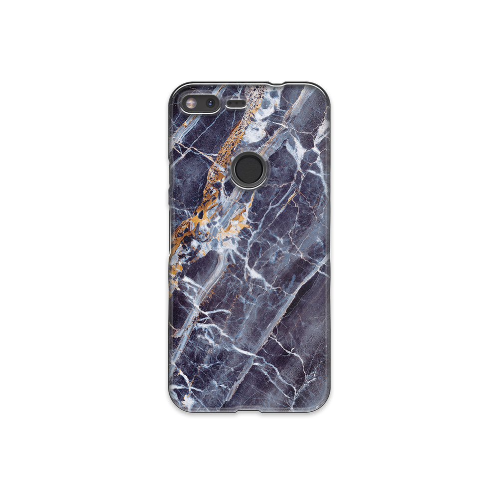 Gray & White Marble with Gold Pattern Google Pixel Phone Case