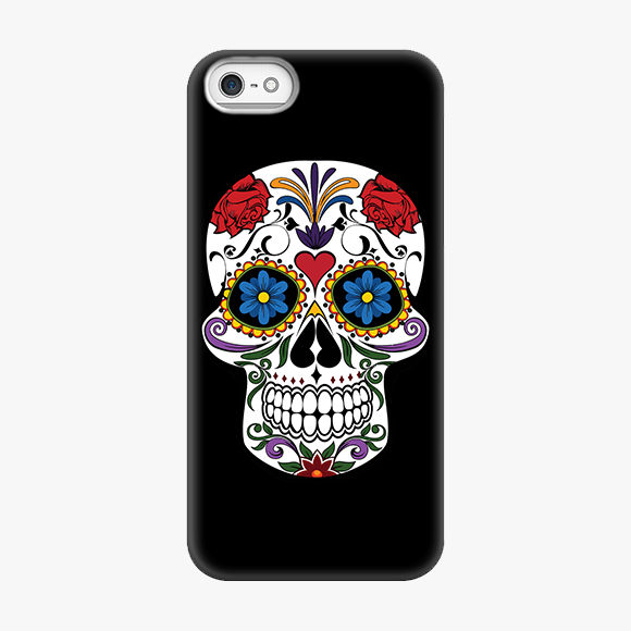 Blue and Red Design on Skull iPhone 5 Phone Case