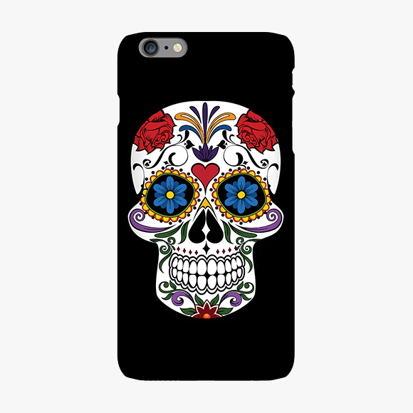 Blue and Red Design on Skull iPhone 6 Plus Phone Case