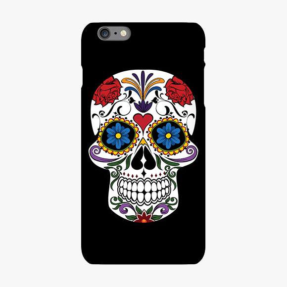 Blue and Red Design on Skull iPhone 6s Plus Phone Case