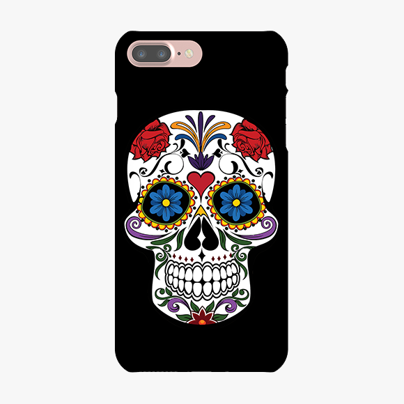 Blue and Red Design on Skull iPhone 7 Plus Phone Case