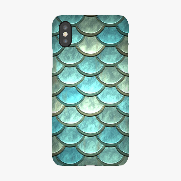 Blue Colored scales pattern iPhone XS Phone Case