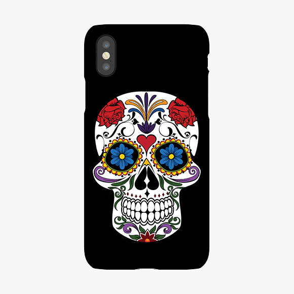 Blue and Red Design on Skull iPhone XS Max Phone Case