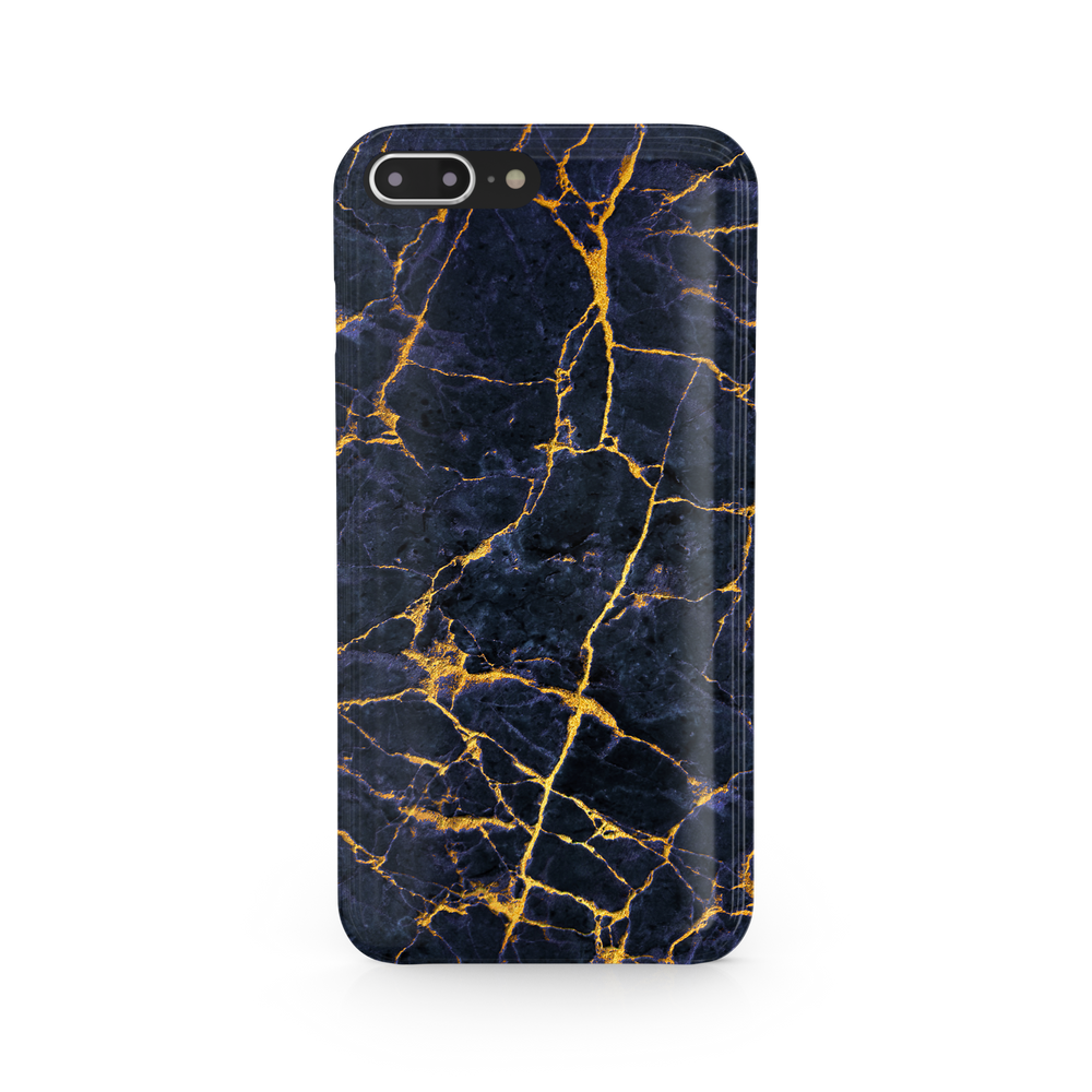 Granite Dark Blue & Gold Marble iPhone 8 Plus Phone Case