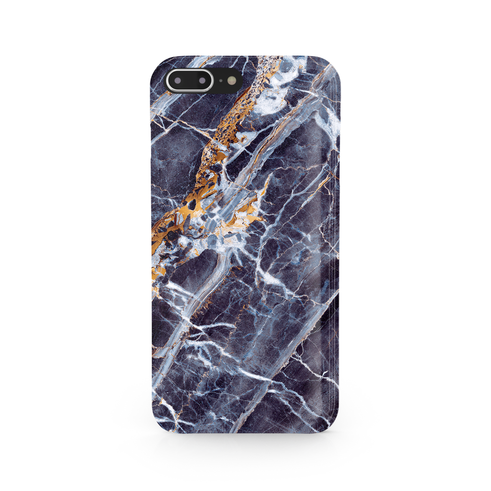 Gray & White Marble with Gold Pattern iPhone 7 Plus Phone Case
