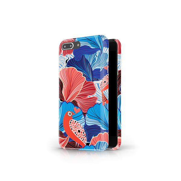 Blue and Red Floral Art iPhone 7 Plus Phone Case