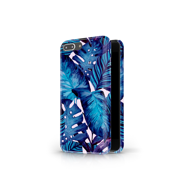 Blue Tropical Leaf iPhone 8 Plus Phone Case