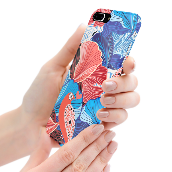 Blue and Red Floral Art iPhone 7 Plus Phone Case