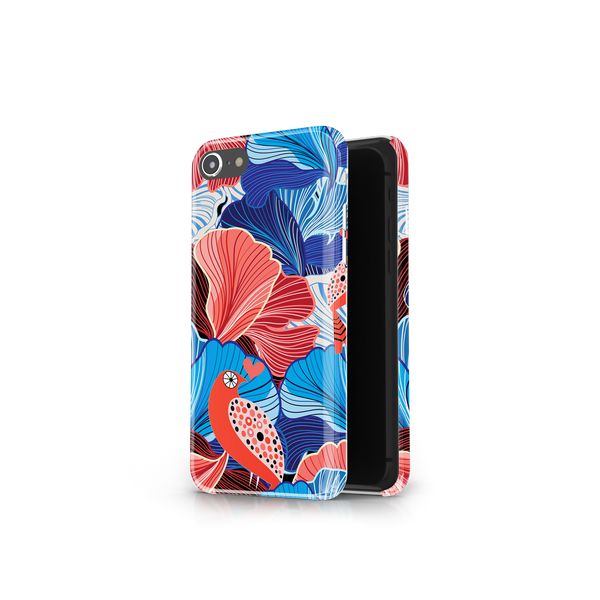 Blue and Red Floral Art iPhone 7 Phone Case