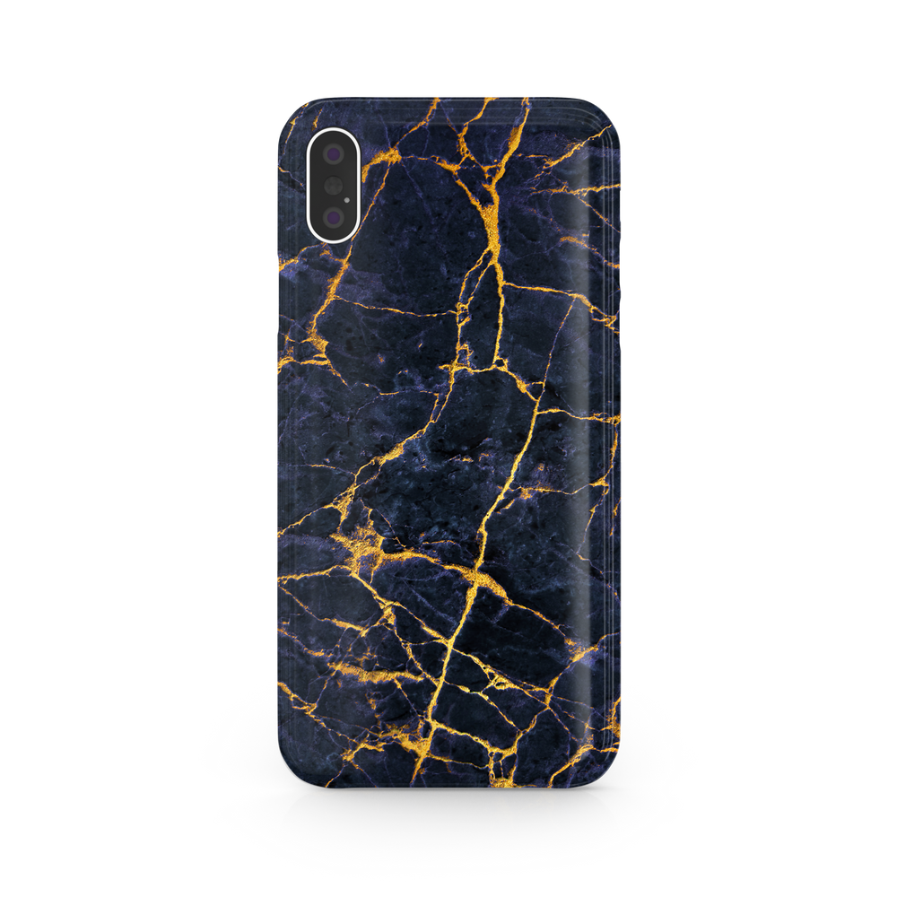 Granite Dark Blue & Gold Marble iPhone XS Max Phone Case