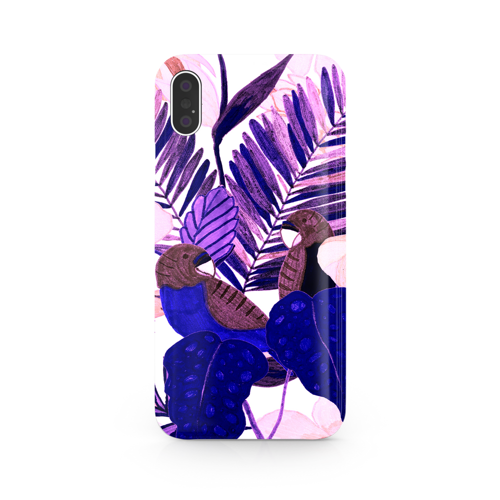 Purple and Pink Tropical Leaves iPhone X Phone Case