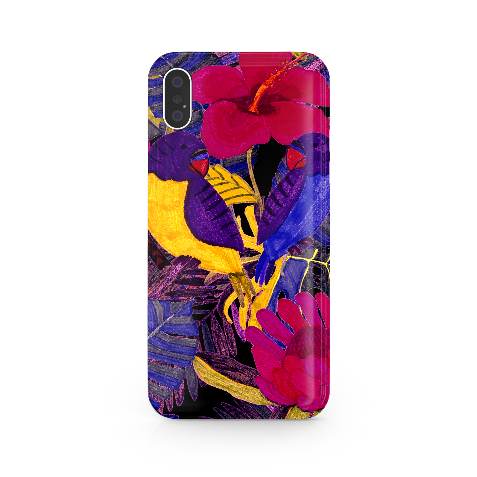Painted Crimson Flower iPhone X Phone Case