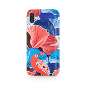 Blue and Red Floral Art iPhone XS Max Phone Case