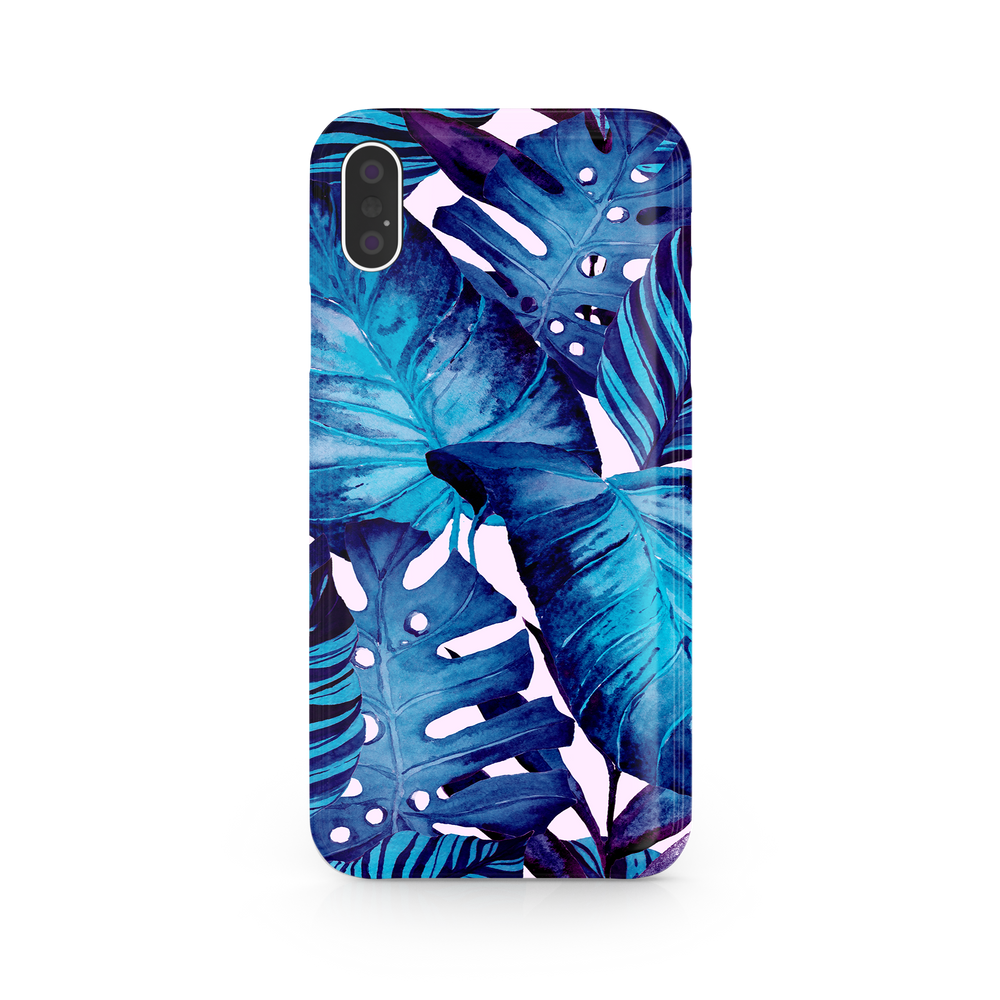 Blue Tropical Leaf iPhone X Phone Case