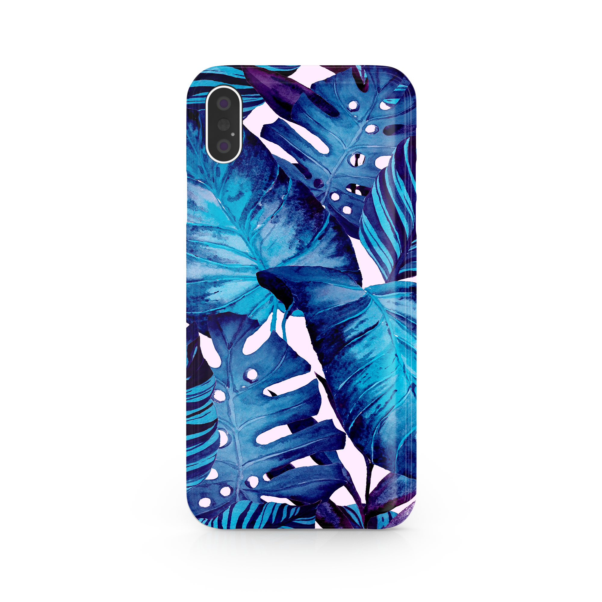 Blue Tropical Leaf iPhone XS Phone Case