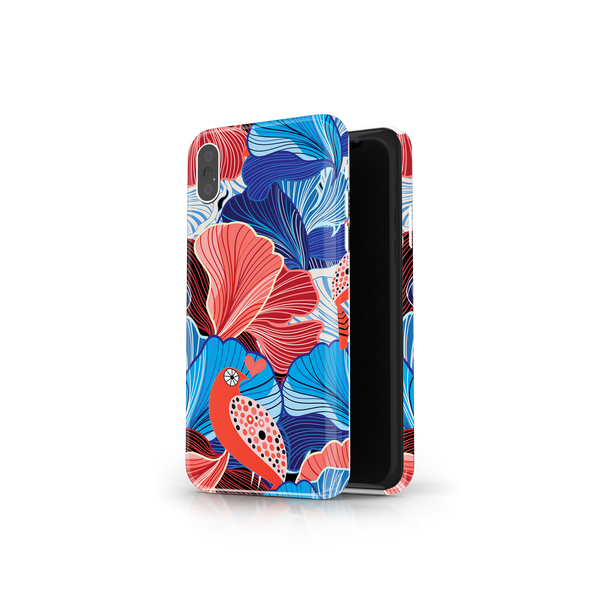 Blue and Red Floral Art iPhone XS Max Phone Case