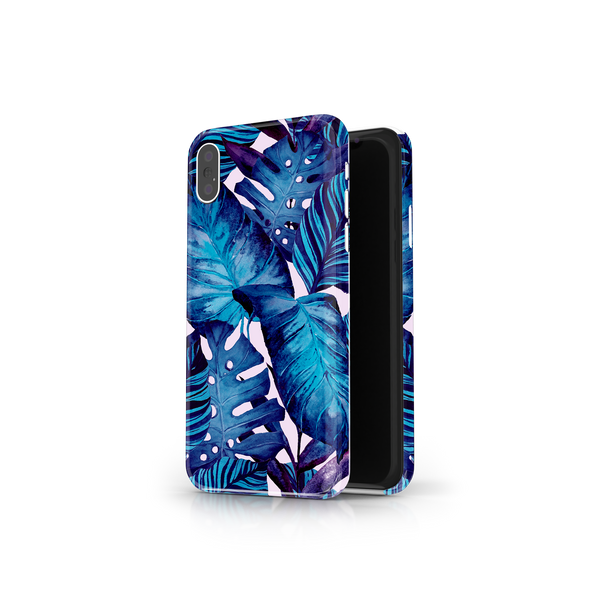 Blue Tropical Leaf iPhone XS Phone Case