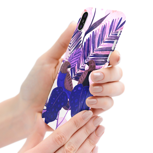 Purple and Pink Tropical Leaves iPhone XS Phone Case