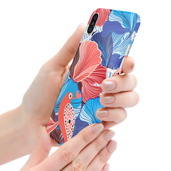 Blue and Red Floral Art iPhone X Phone Case