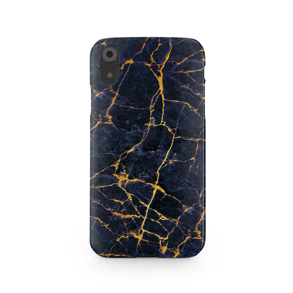 Granite Dark Blue & Gold Marble iPhone XR Phone Case