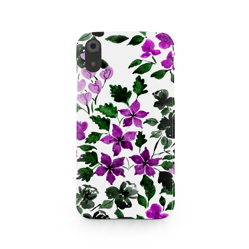 Purple Flower Art iPhone XR Phone Case