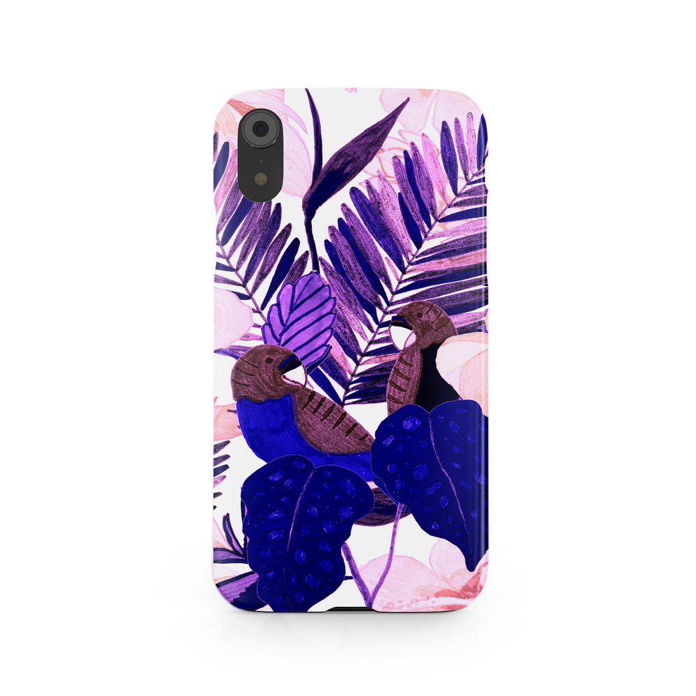 Purple and Pink Tropical Leaves iPhone XR Phone Case