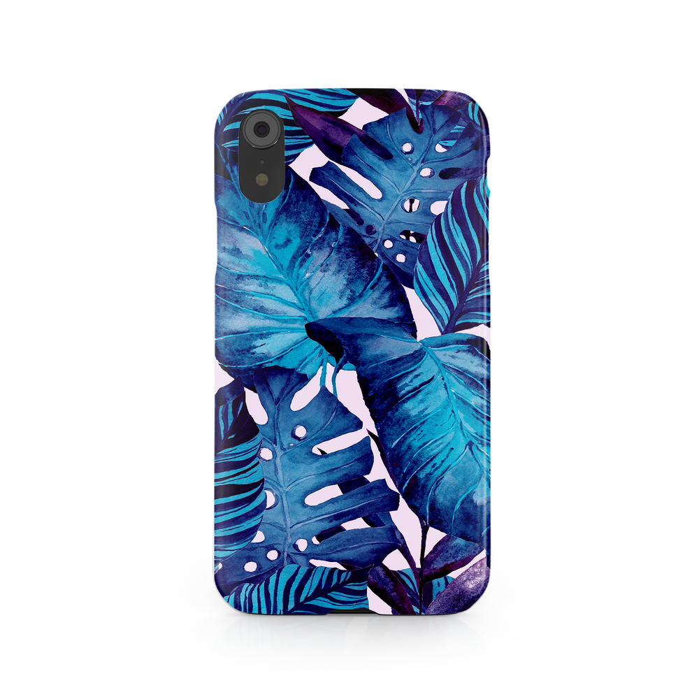 Blue Tropical Leaf iPhone XR Phone Case