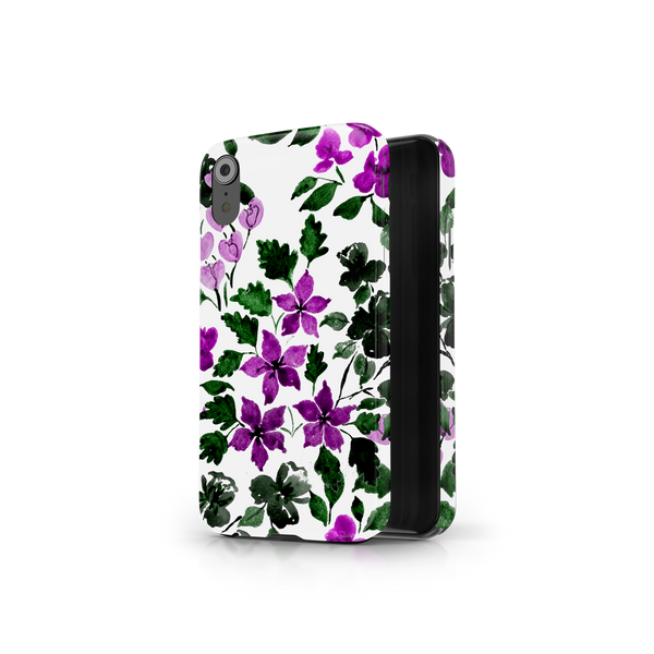 Purple Flower Art iPhone XR Phone Case