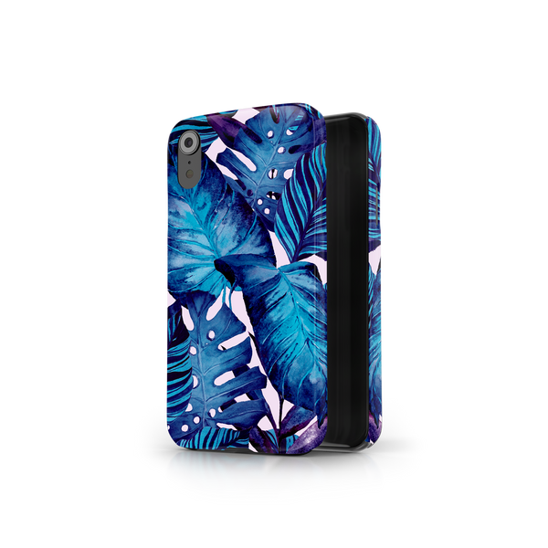 Blue Tropical Leaf iPhone XR Phone Case