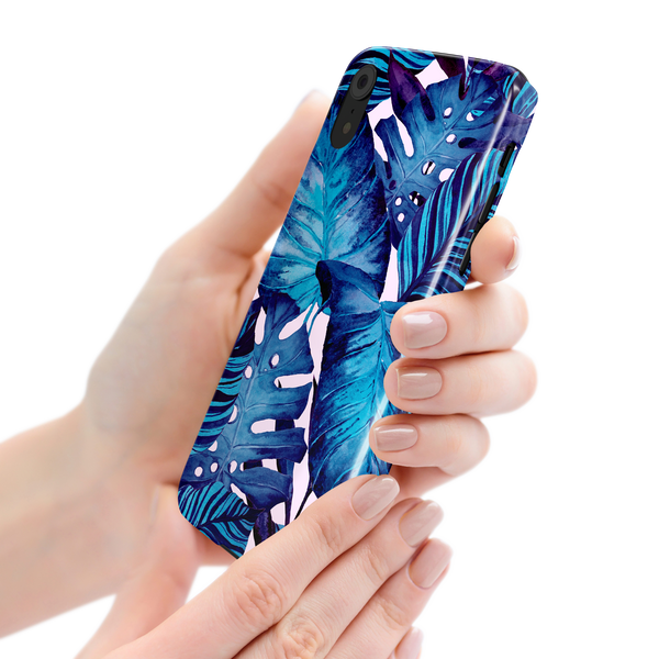Blue Tropical Leaf iPhone XR Phone Case
