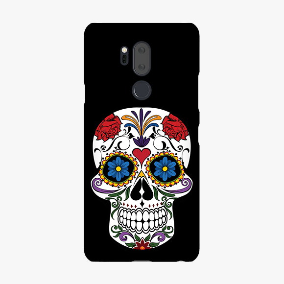 Blue and Red Design on Skull LG G7 Phone Case