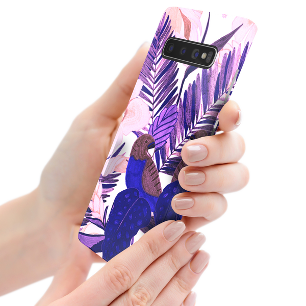 Purple and Pink Tropical Leaves Samsung Galaxy S10 Plus Phone Case