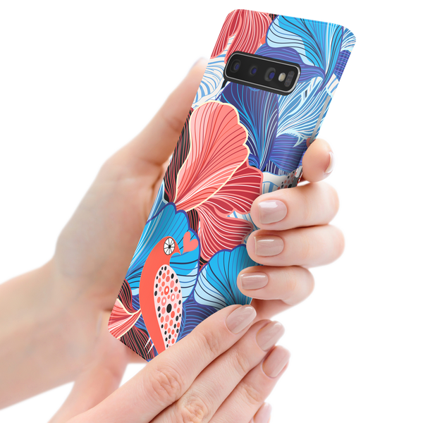 Blue and Red Floral Art Samsung Galaxy S10 Plus Phone Case