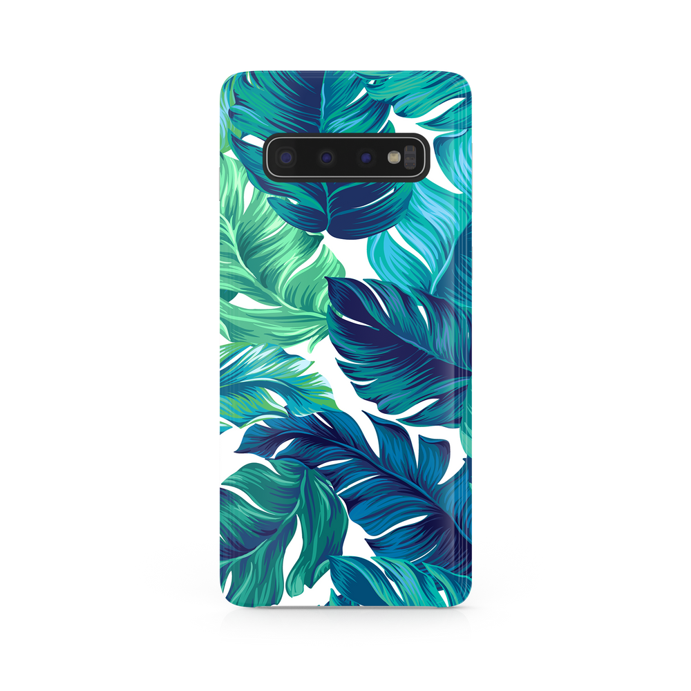Green Tropical Leaves Samsung Galaxy S10 Phone Case