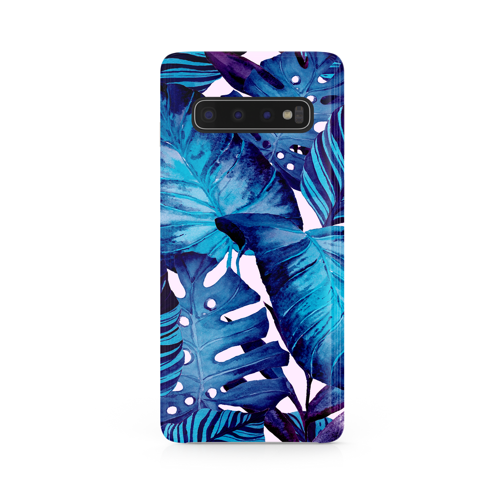 Blue Tropical Leaf Samsung Galaxy S10 Phone Case