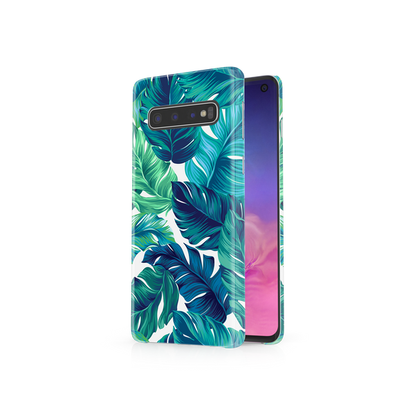 Green Tropical Leaves Samsung Galaxy S10 Phone Case