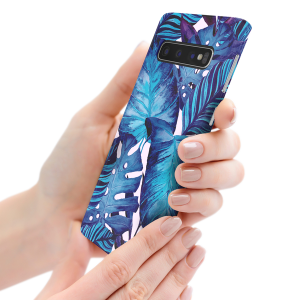 Blue Tropical Leaf Samsung Galaxy S10 Phone Case