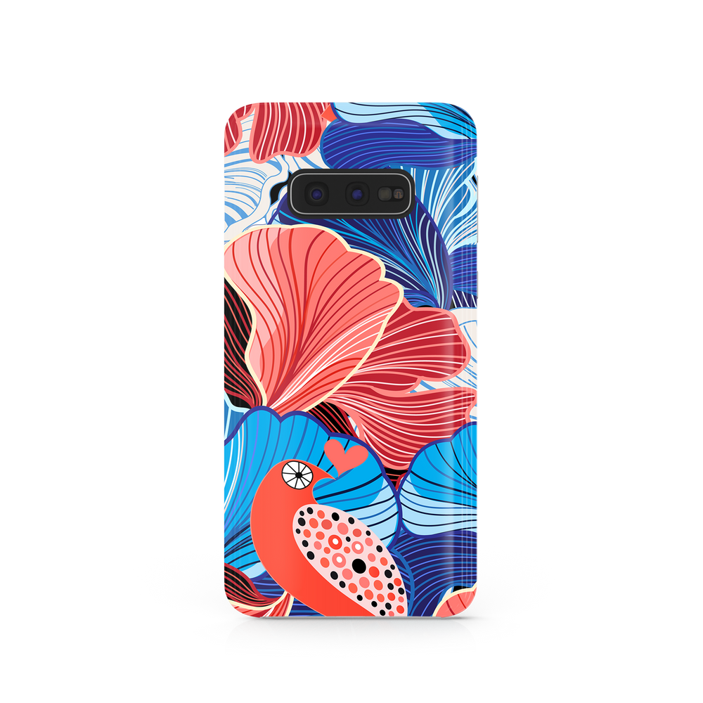 Blue and Red Floral Art Samsung Galaxy S10e Phone Case