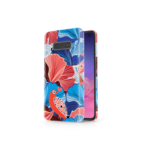 Blue and Red Floral Art Samsung Galaxy S10e Phone Case
