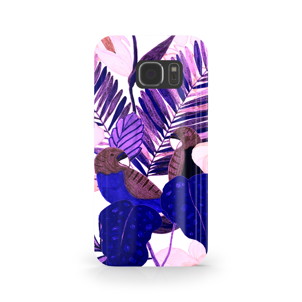 Purple and Pink Tropical Leaves Samsung Galaxy S7 Edge Phone Case