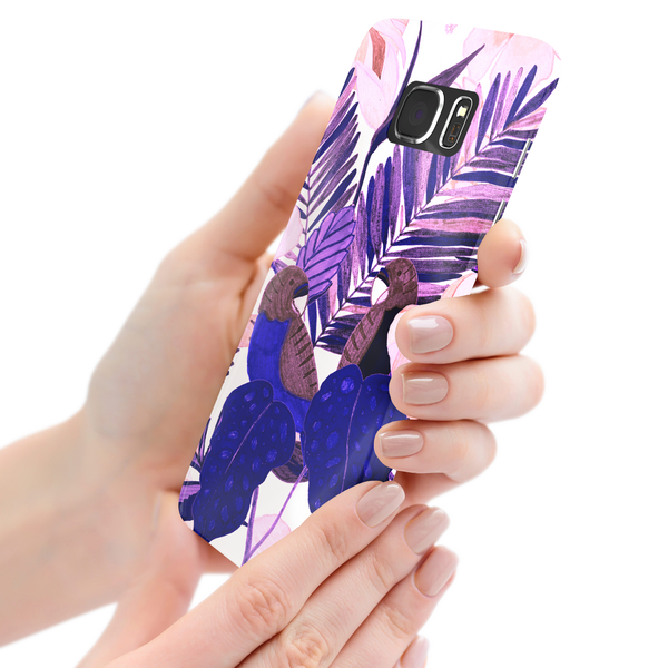 Purple and Pink Tropical Leaves Samsung Galaxy S7 Edge Phone Case