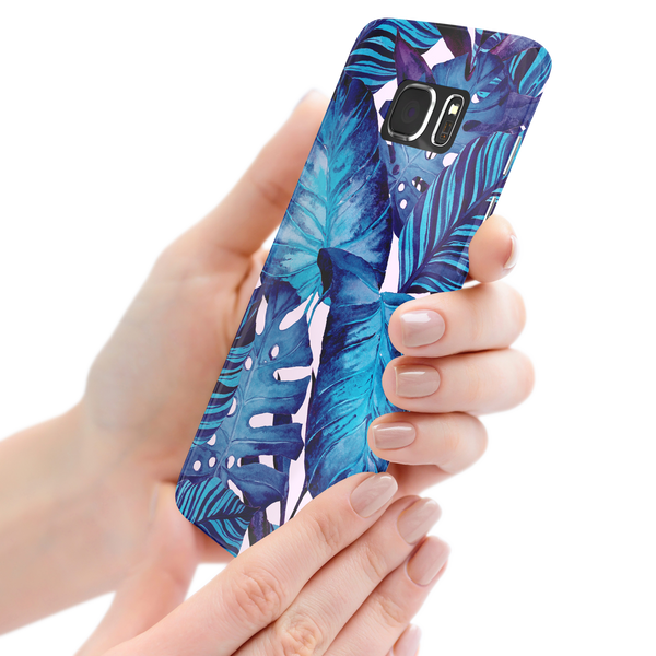 Blue Tropical Leaf Samsung Galaxy S7 Edge Phone Case