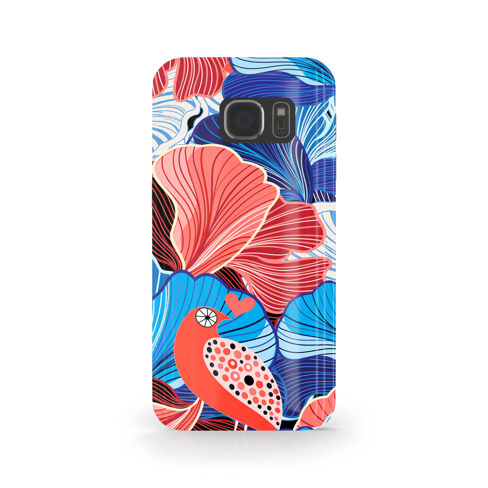 Blue and Red Floral Art Samsung Galaxy S7 Phone Case