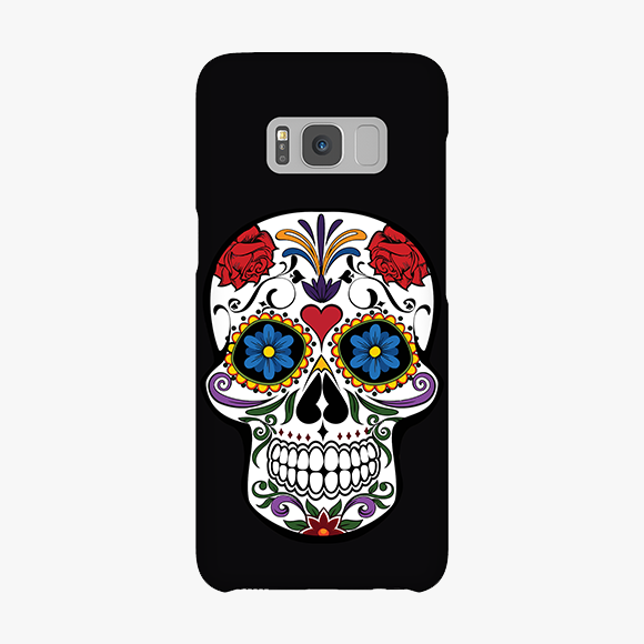 Blue and Red Design on Skull Samsung Galaxy S8 Phone Case