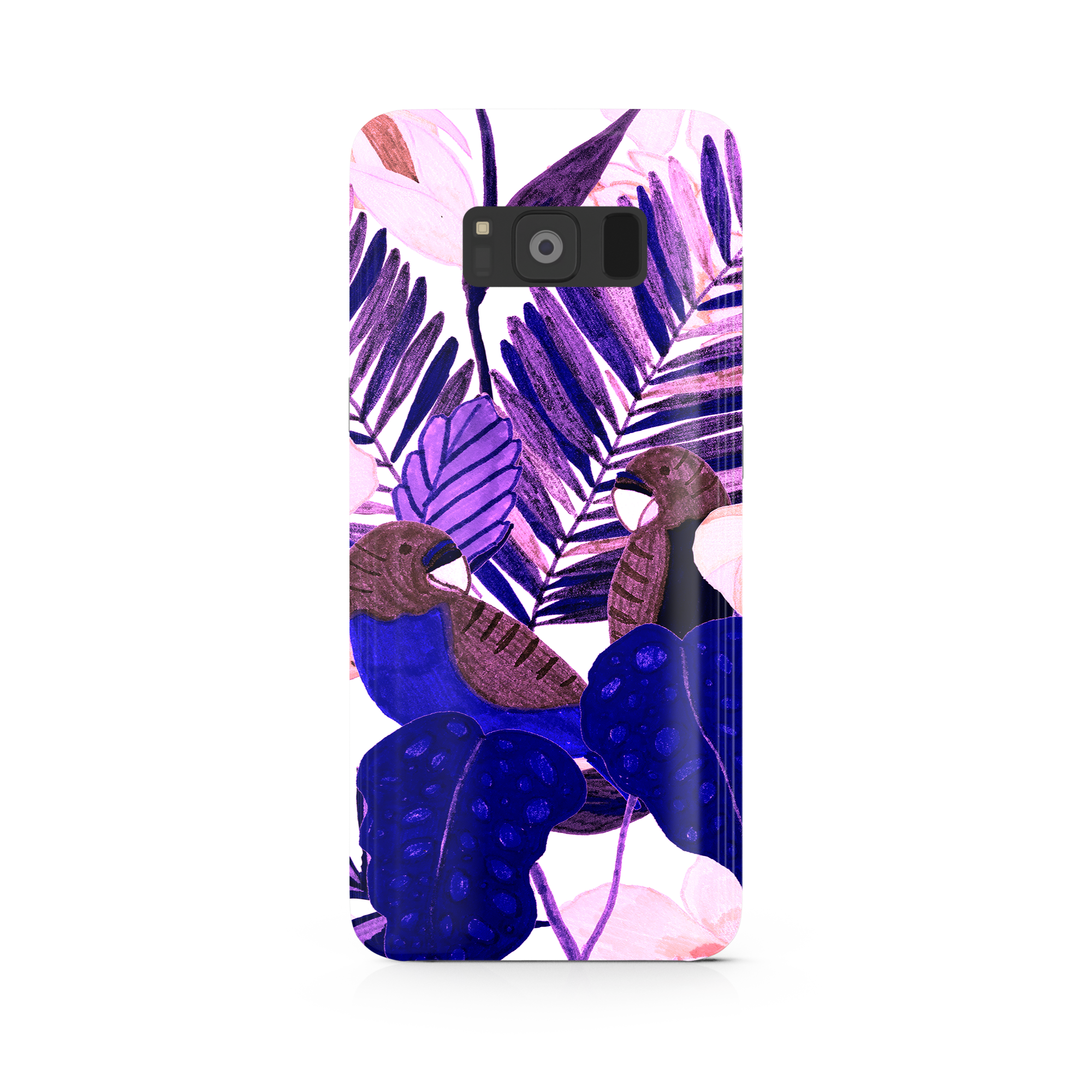 Purple and Pink Tropical Leaves Samsung Galaxy S8 Plus Phone Case