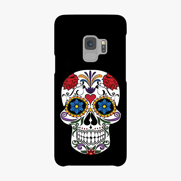 Blue and Red Design on Skull Samsung Galaxy S9 Phone Case